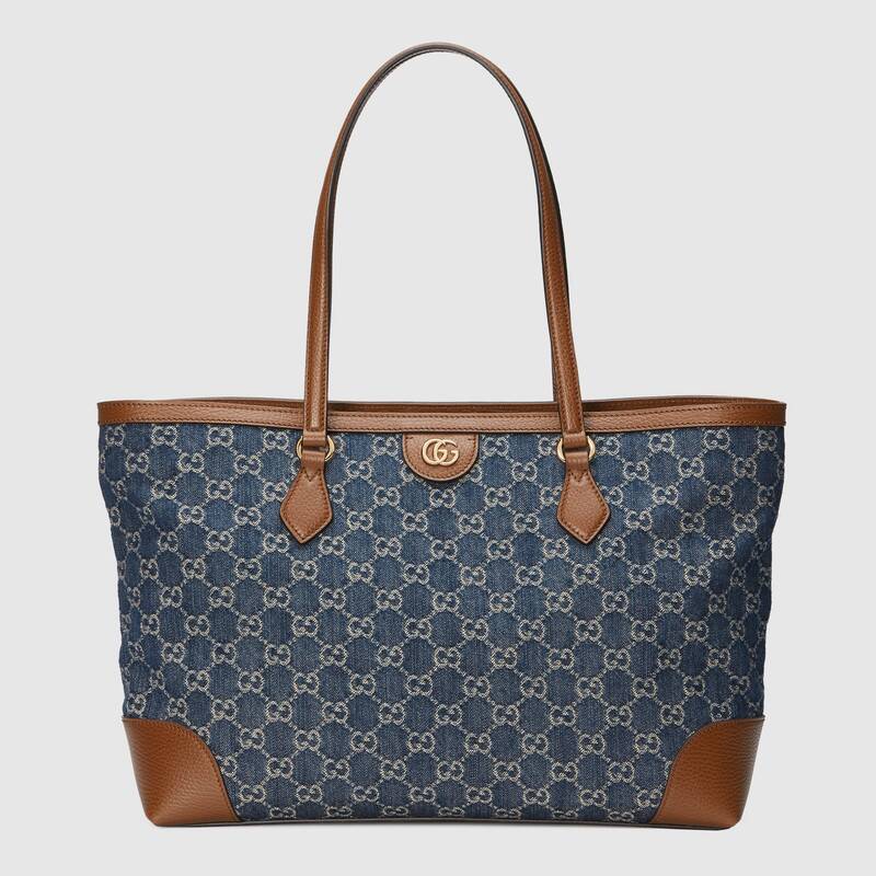 Gucci Ophidia GG Medium Tote Shoulder Bag 631685 Dark blue and ivory